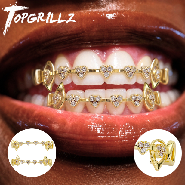 Body Jewelry Lot - TOPGRILLZ Hollow Heart Fang Grillz Set