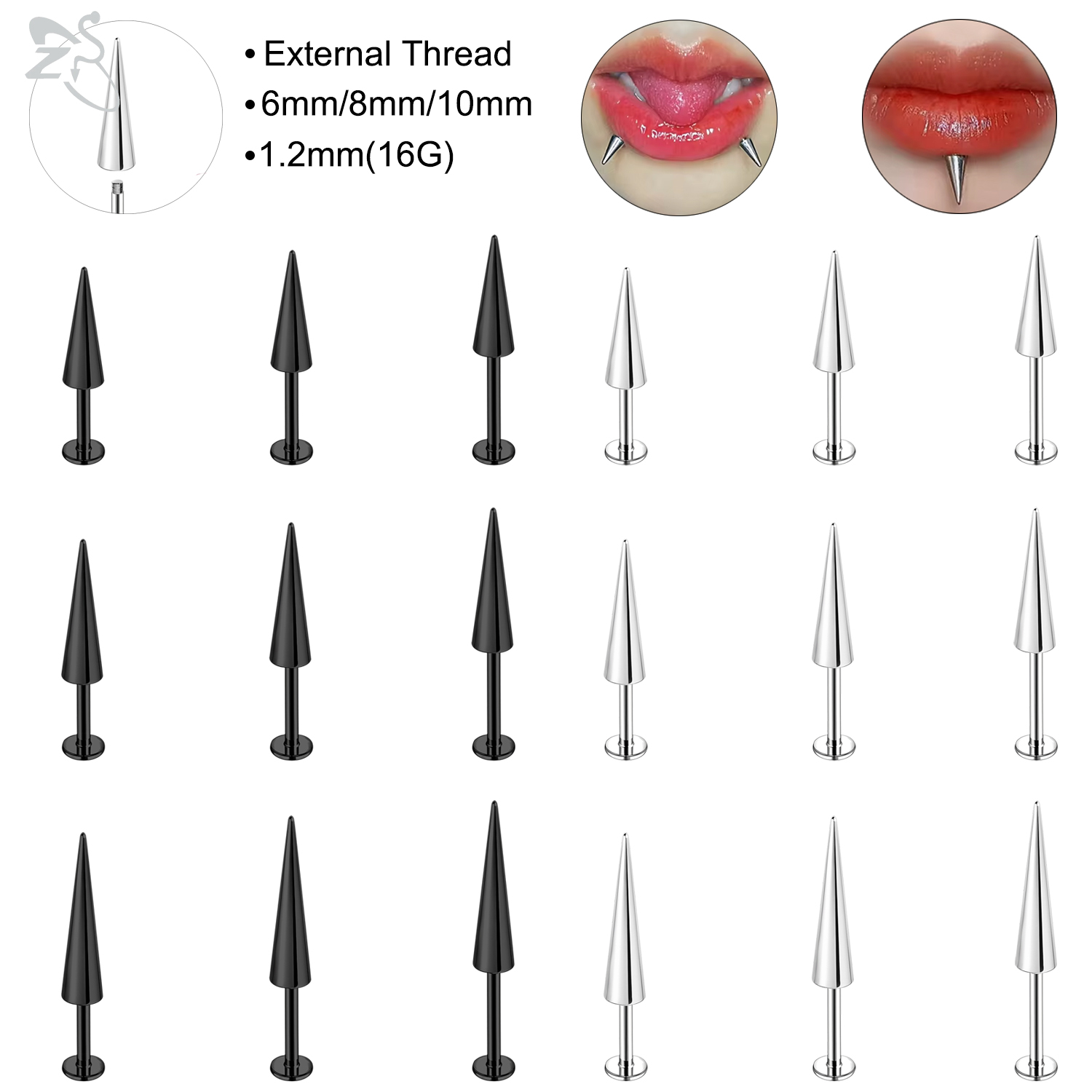 Zs Body Jewelry - ZS 10pcs/lot 16G Stainless Steel Labret