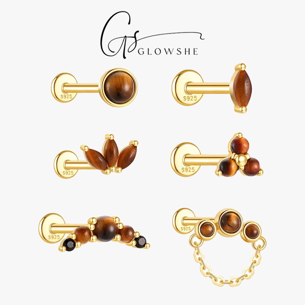 Body Jewelry Cartilage Earrings - Glowshe 100% 925 Sterling Silver Tiger