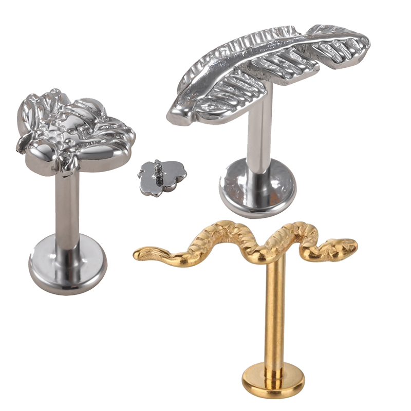 Body Jewelry Metal Types - G23 Titanium Snake/bee/feather/type PIERC Lip Stud