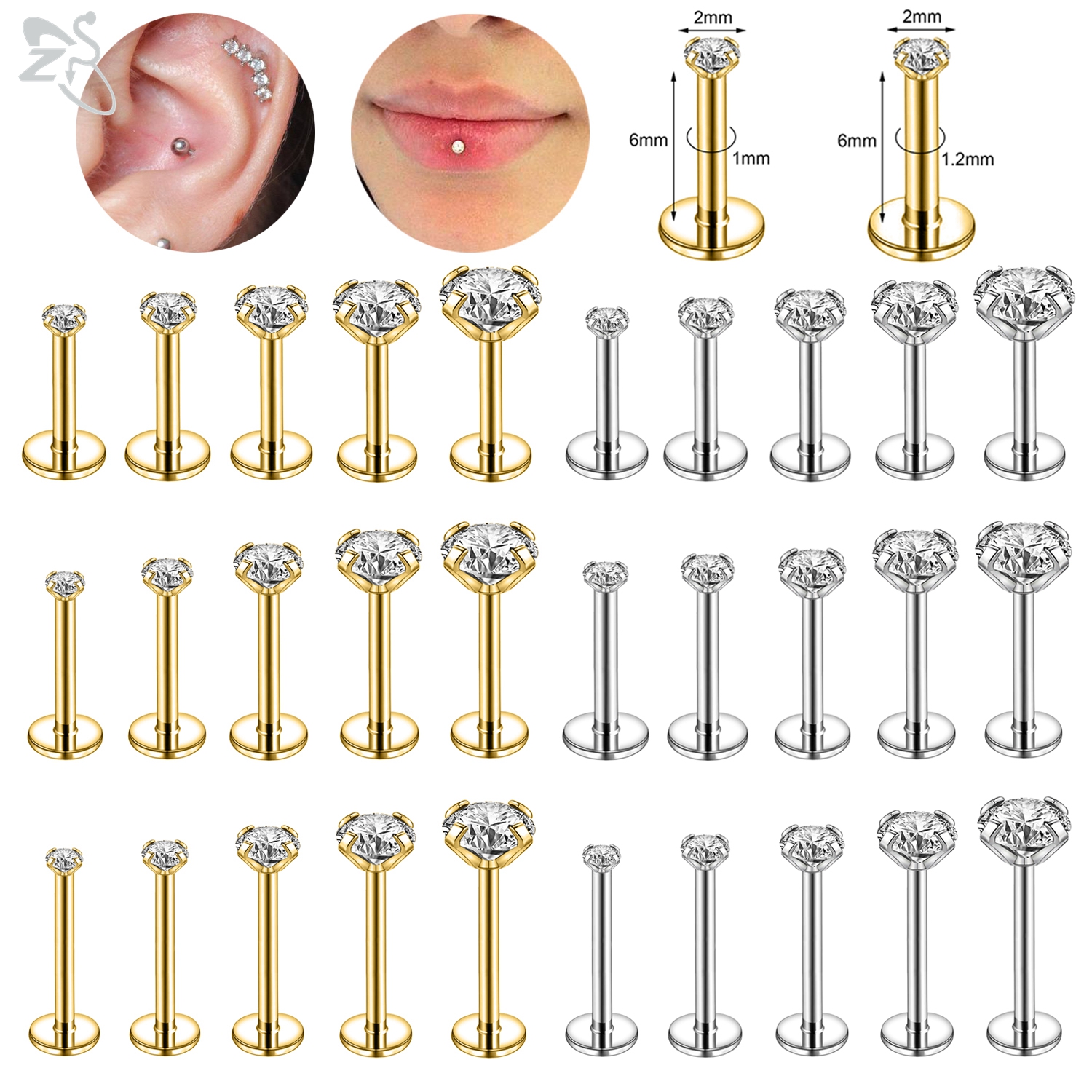 Zs Body Jewelry - AOEDEJ 10Pcs/Lot Gold Color 16/18G Stainless