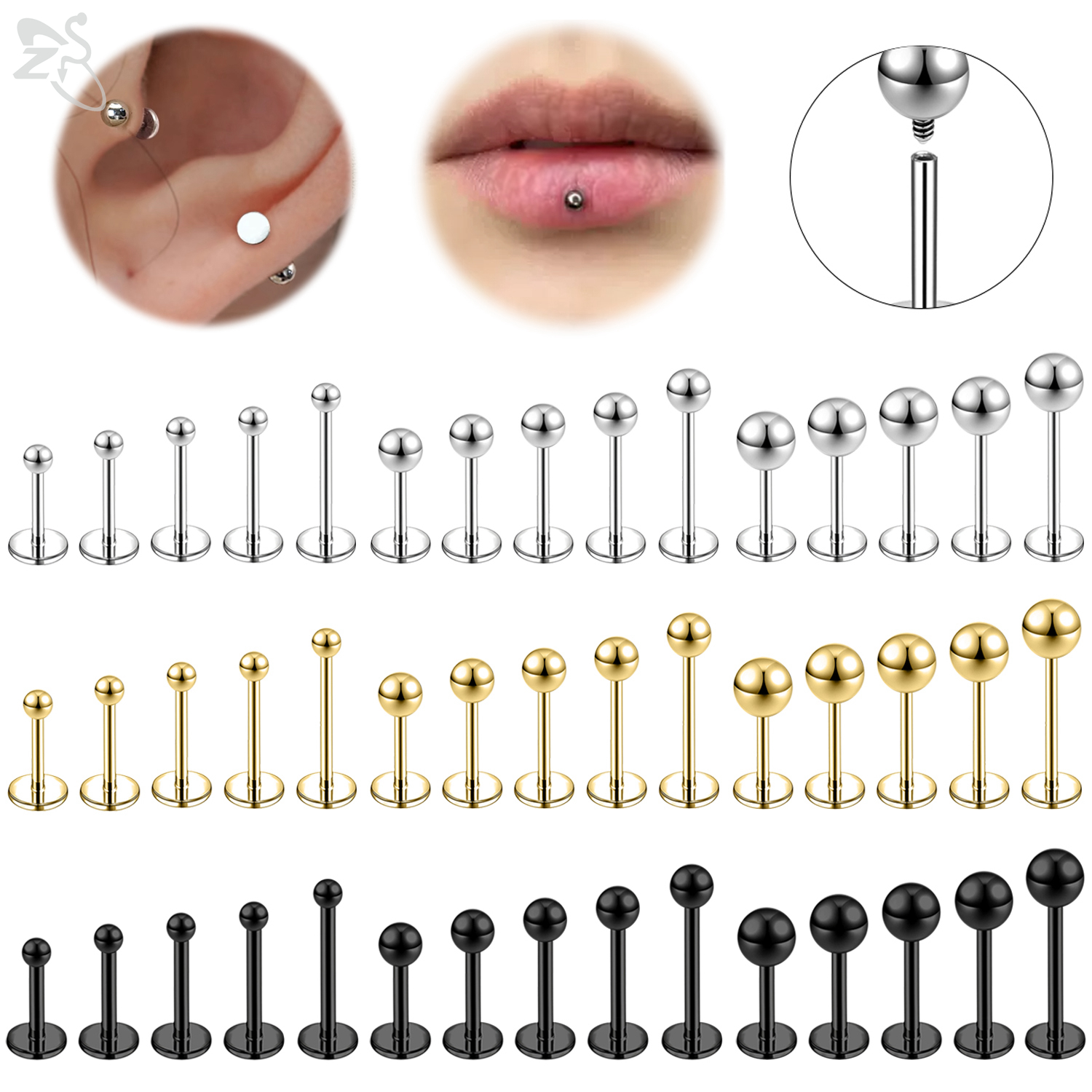 Zs Body Jewelry - ZS 6 Pcs/lot Internal Thread 16G/18G