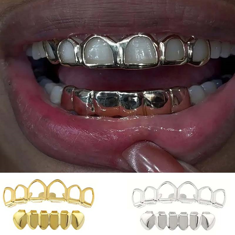 Body Jewelry Lot - A Set Of Fashionable Six-Tooth Hollowed-Out/Smooth
