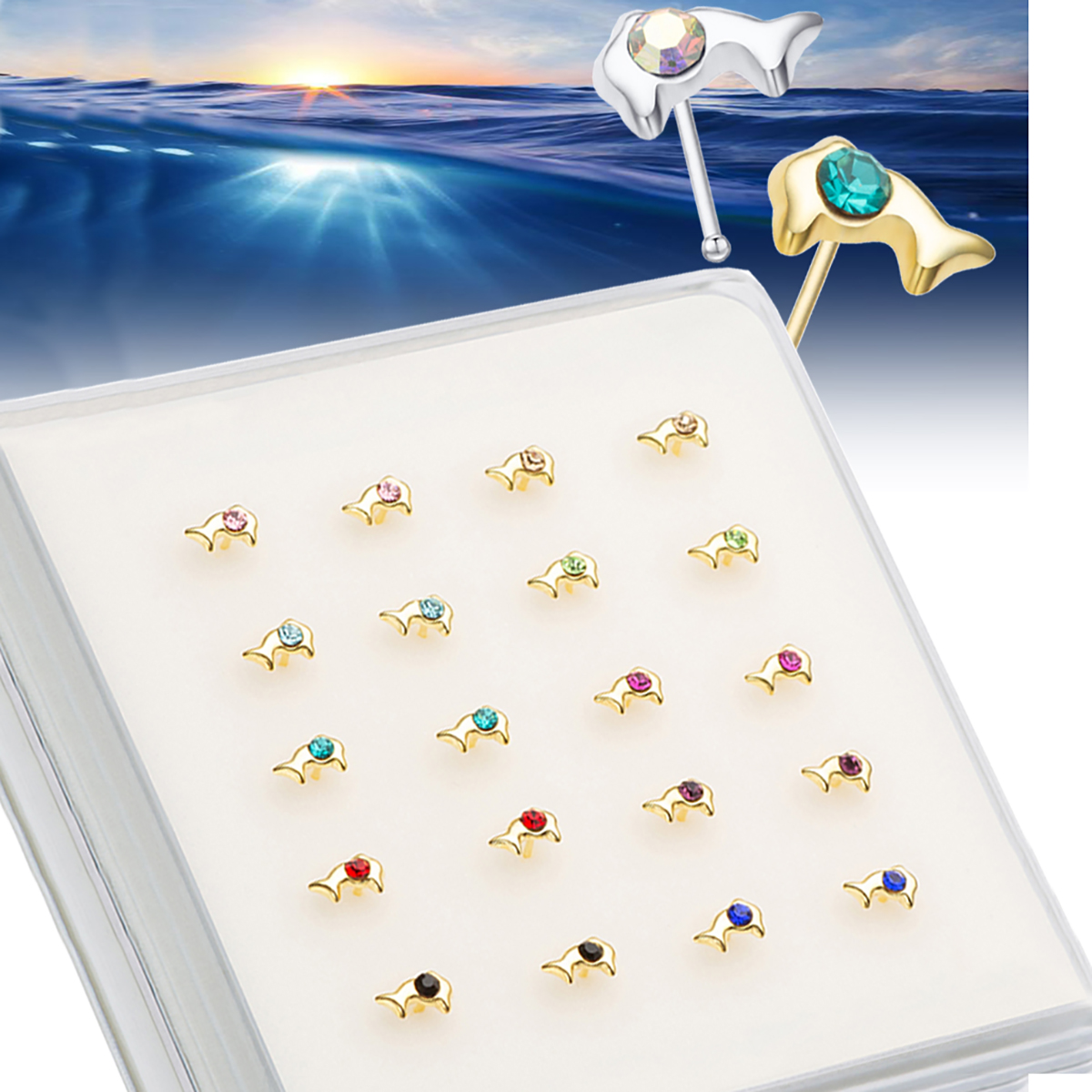 Body Jewelry Metal Types - 925 Sterling Silver Mini Cute Dolphin