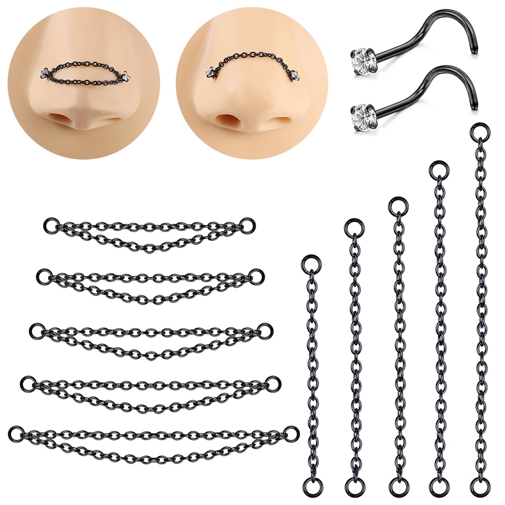 Zs Body Jewelry - AOEDEJ 1PC Black Plate Nose Chains
