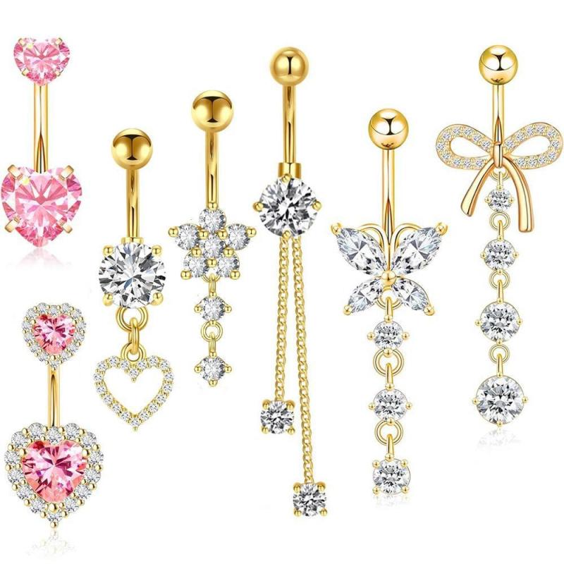 Body Jewelry La - [LA]1Pc Simple Heart Navel Ring For