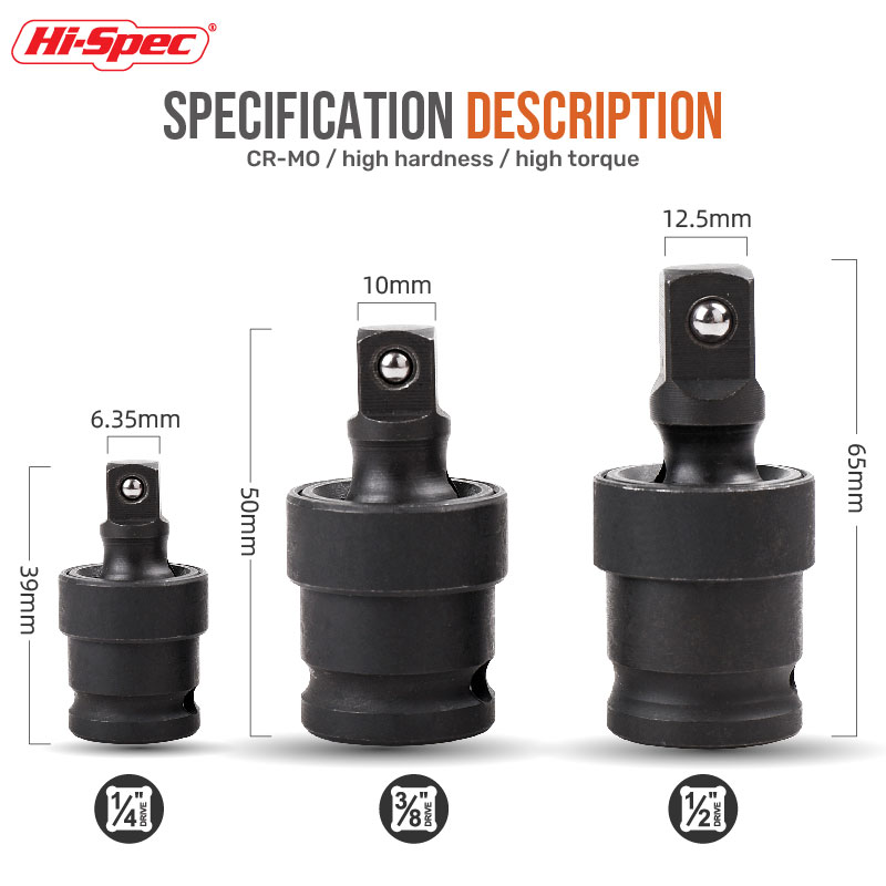 Body Jewelry 4 U - Hi-Spec 1/3PCS Impact Universal Joint Socket