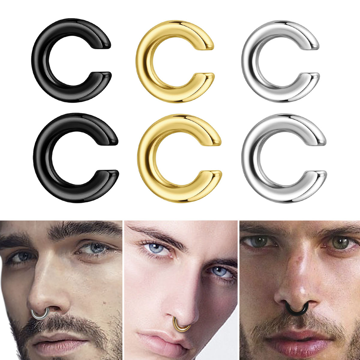 Body Jewelry Ear Piercing - 1pc Exaggerated c-Shaped Non-Piercing Nose Ring