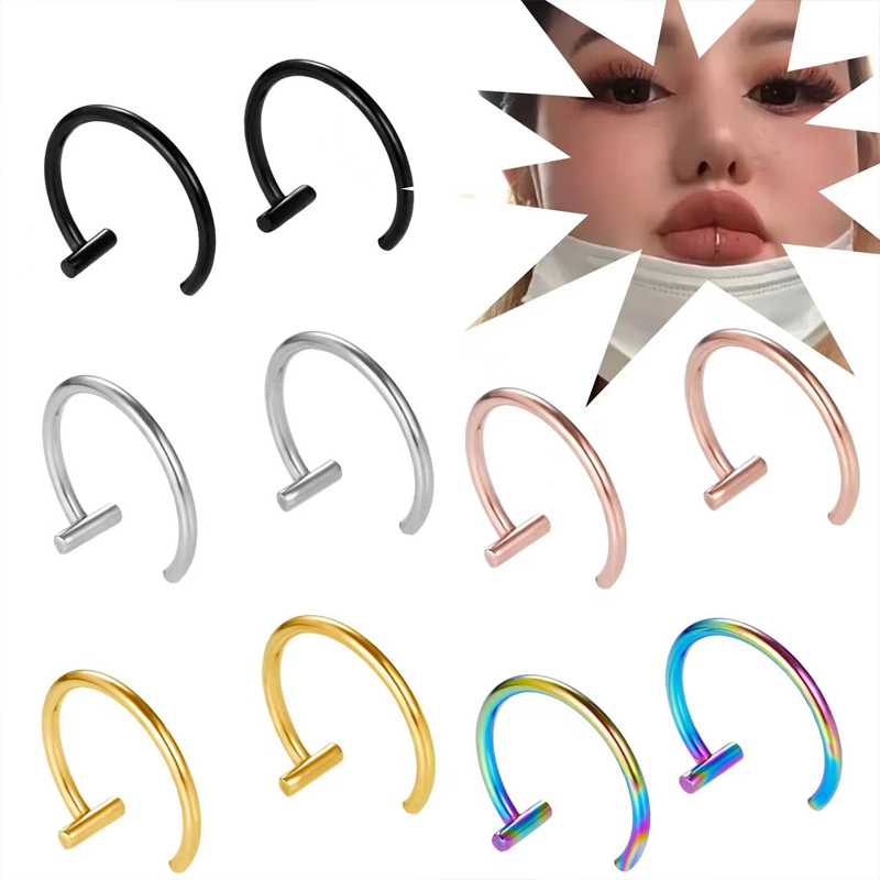 Body Jewelry Cartilage Earrings - 18G Surgical Steel Lip Ring Half