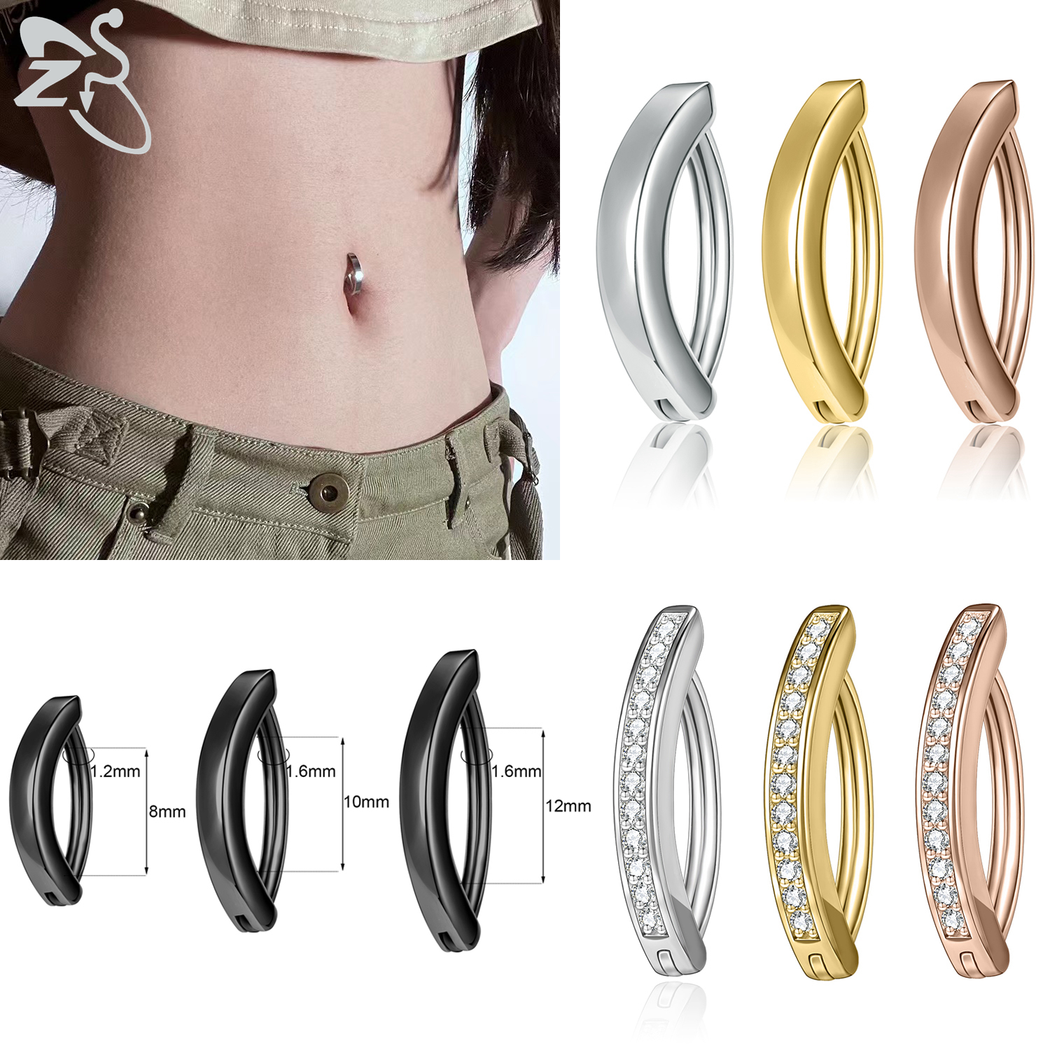 Zs Body Jewelry - ZS 1 PC 14G/16G Stainless Steel