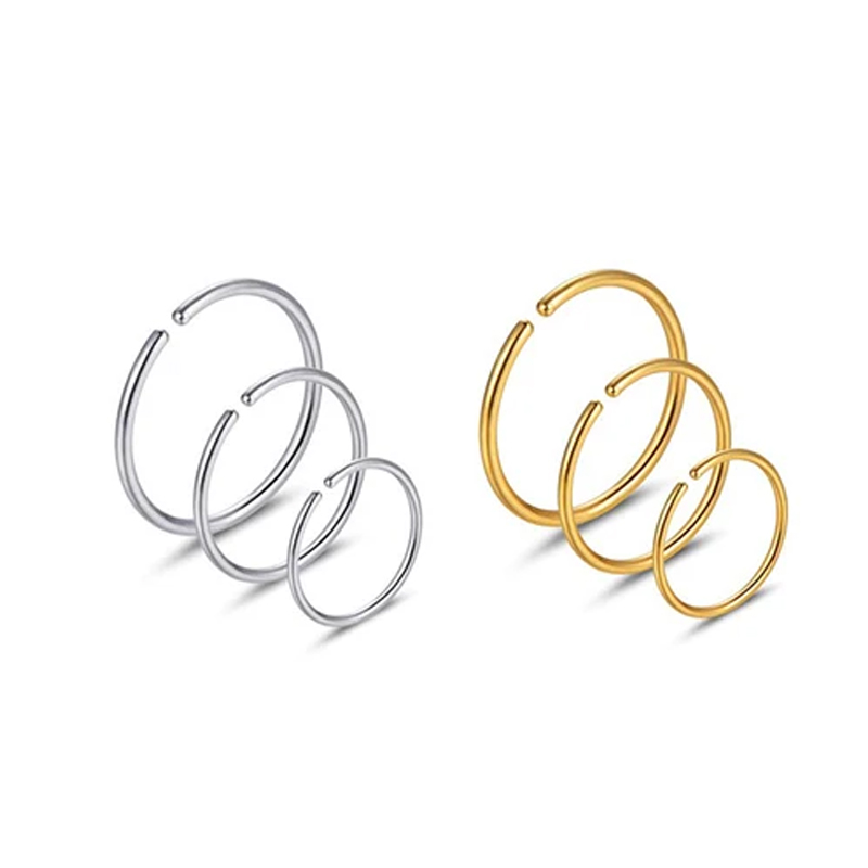 Body Jewelry Cartilage Earrings - 6pcs/lot Hypoallergenic Nose Rings Hoops 316L