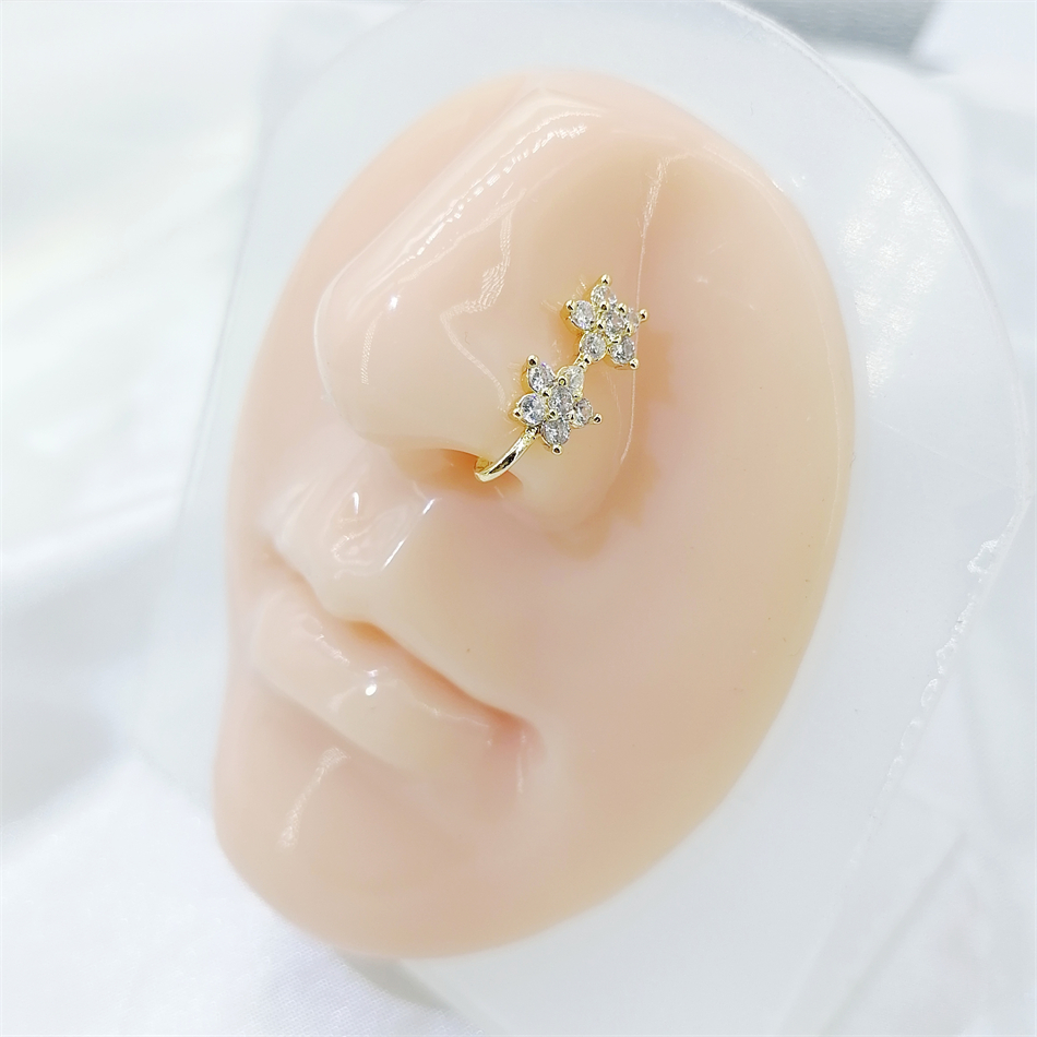 Body Jewelry Ear Piercing - 1pc 2 Crystal Flowers Ear Cuff