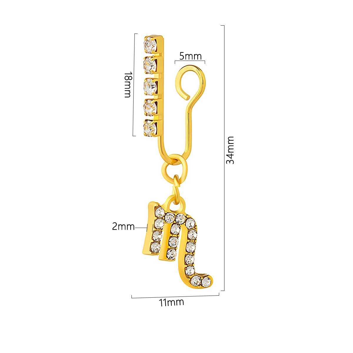 2 Pack Ear Clips Metal Zircon  - Body Jewelry Cartilage Earrings review and price