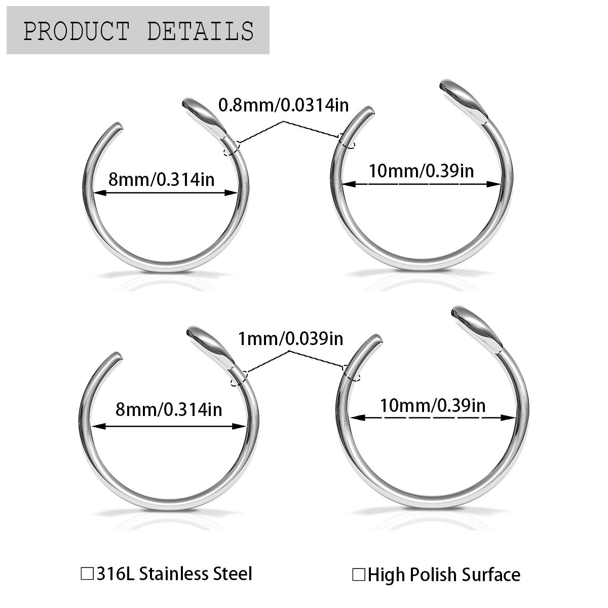 2 Pcs Stainless Steel Personal - Body Jewelry Metal Types review and price