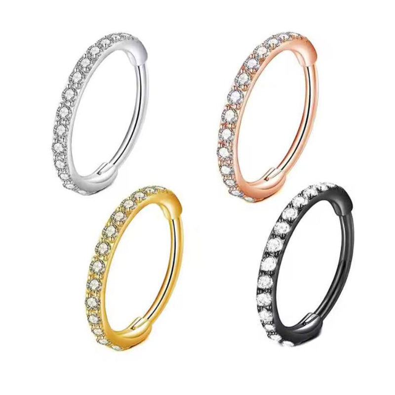 16G Clear CZ Nose Ring Hoop 31 - Body Jewelry Cartilage Earrings review and price