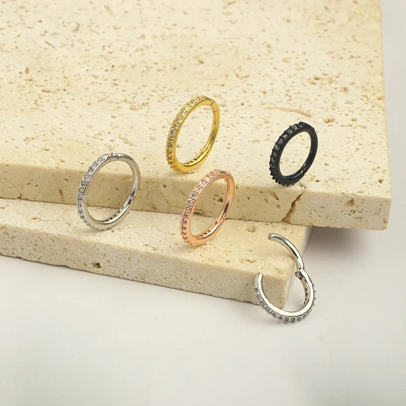 16G Clear CZ Nose Ring Hoop 31 - Body Jewelry Cartilage Earrings review and price