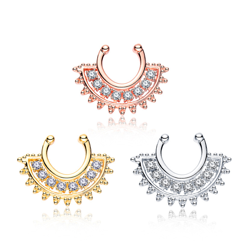 1PCS U-type Fake Septum Clicke - Body Jewelry Metal Types review and price