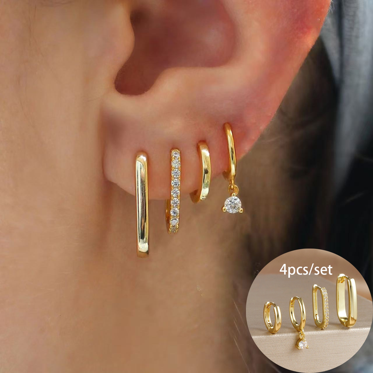 4PCS Luxury Gold Plated U-shap - Body Jewelry Lot review and price