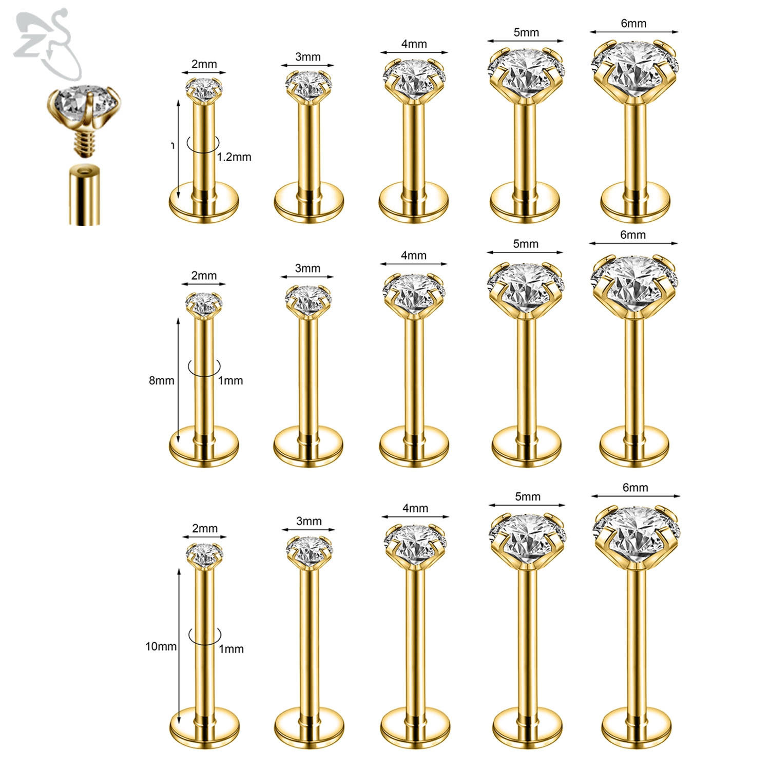 AOEDEJ 10Pcs/Lot Gold Color 16 - Zs Body Jewelry review and price