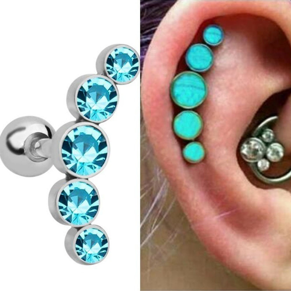 1Pcs Fashion 16G Crystal Gem O - Body Jewelry Cartilage Earrings review and price