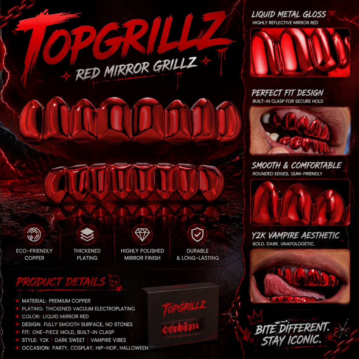 TOPGRILLZ Red Mirror Hip Hop G - Body Jewelry Lot review and price