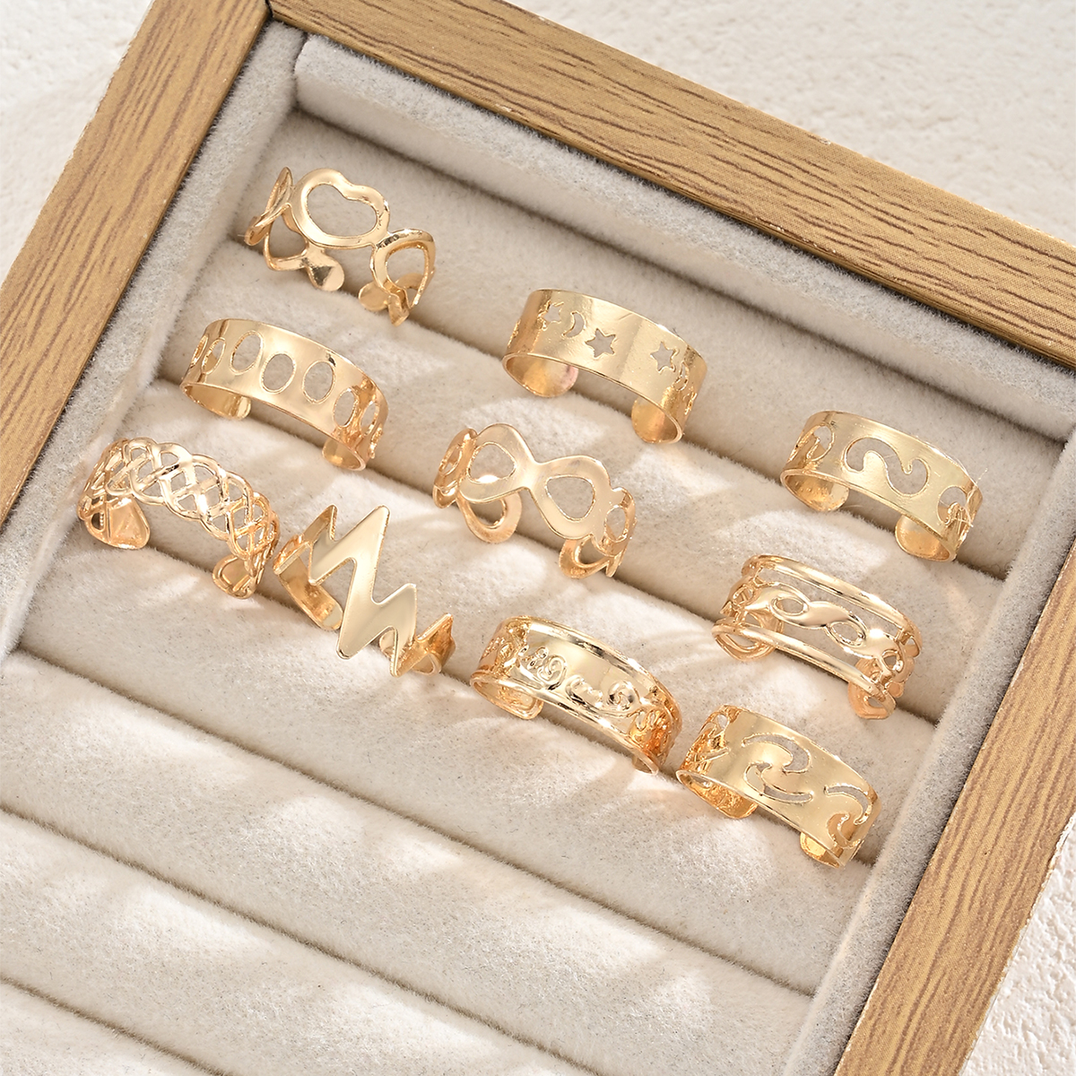 10pcs Gold Hollow Toe Ring Set - Body Jewelry Lot review and price
