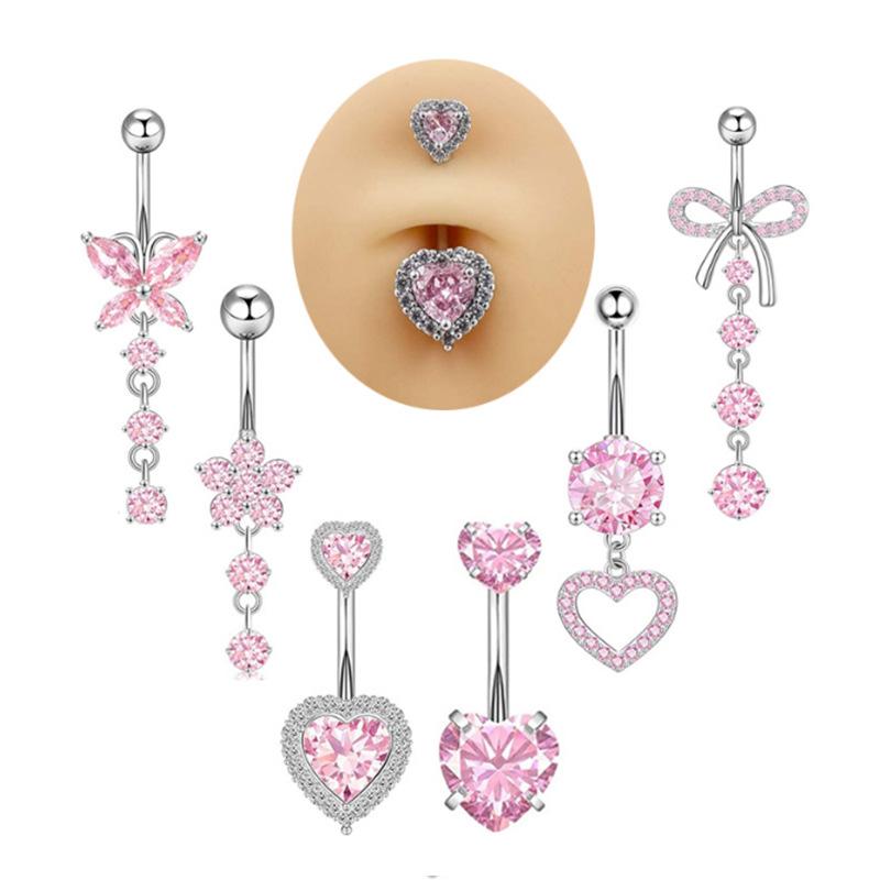 [LA]1Pc Simple Heart Navel Rin - Body Jewelry La review and price