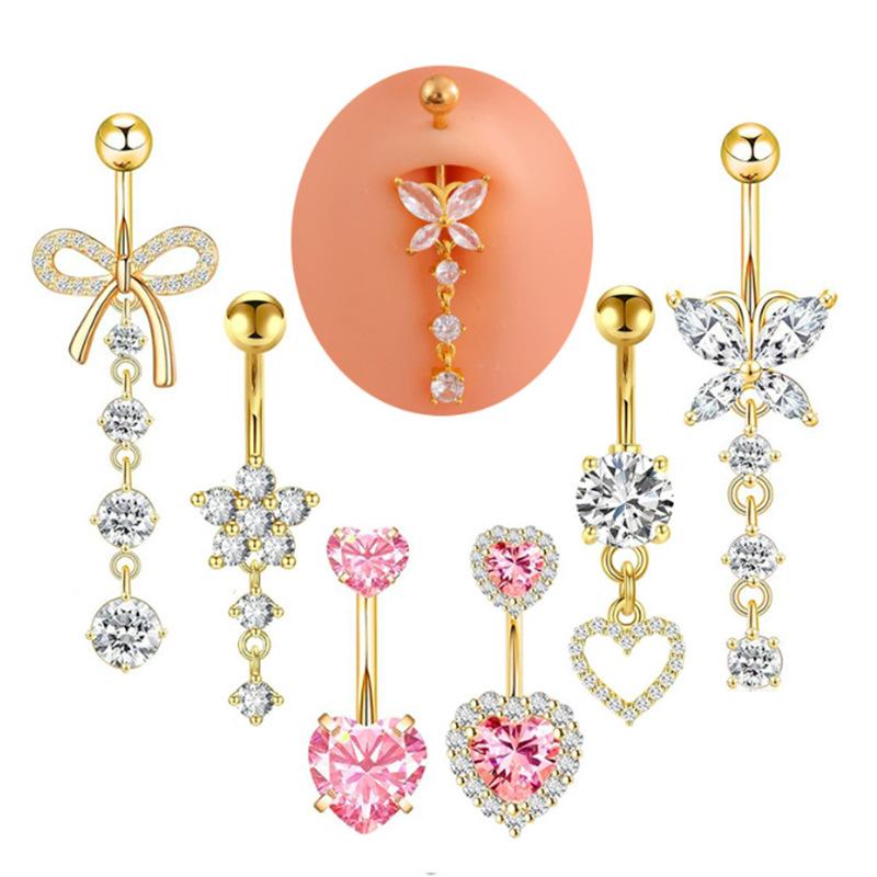 [LA]1Pc Simple Heart Navel Rin - Body Jewelry La review and price