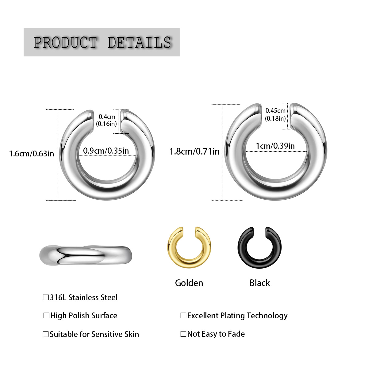 1pc Exaggerated c-Shaped Non-P - Body Jewelry Ear Piercing review and price