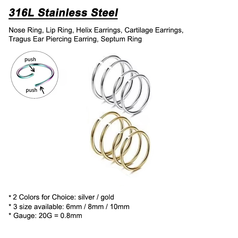 6pcs/lot Hypoallergenic Nose R - Body Jewelry Cartilage Earrings review and price
