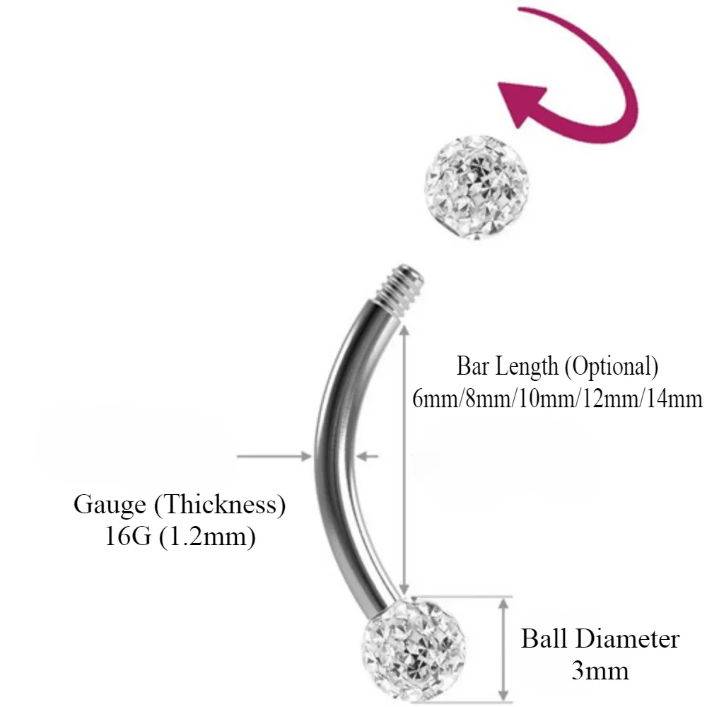 6X Mixed Type 3mm Crystal Eyeb - Body Jewelry Metal Types review and price