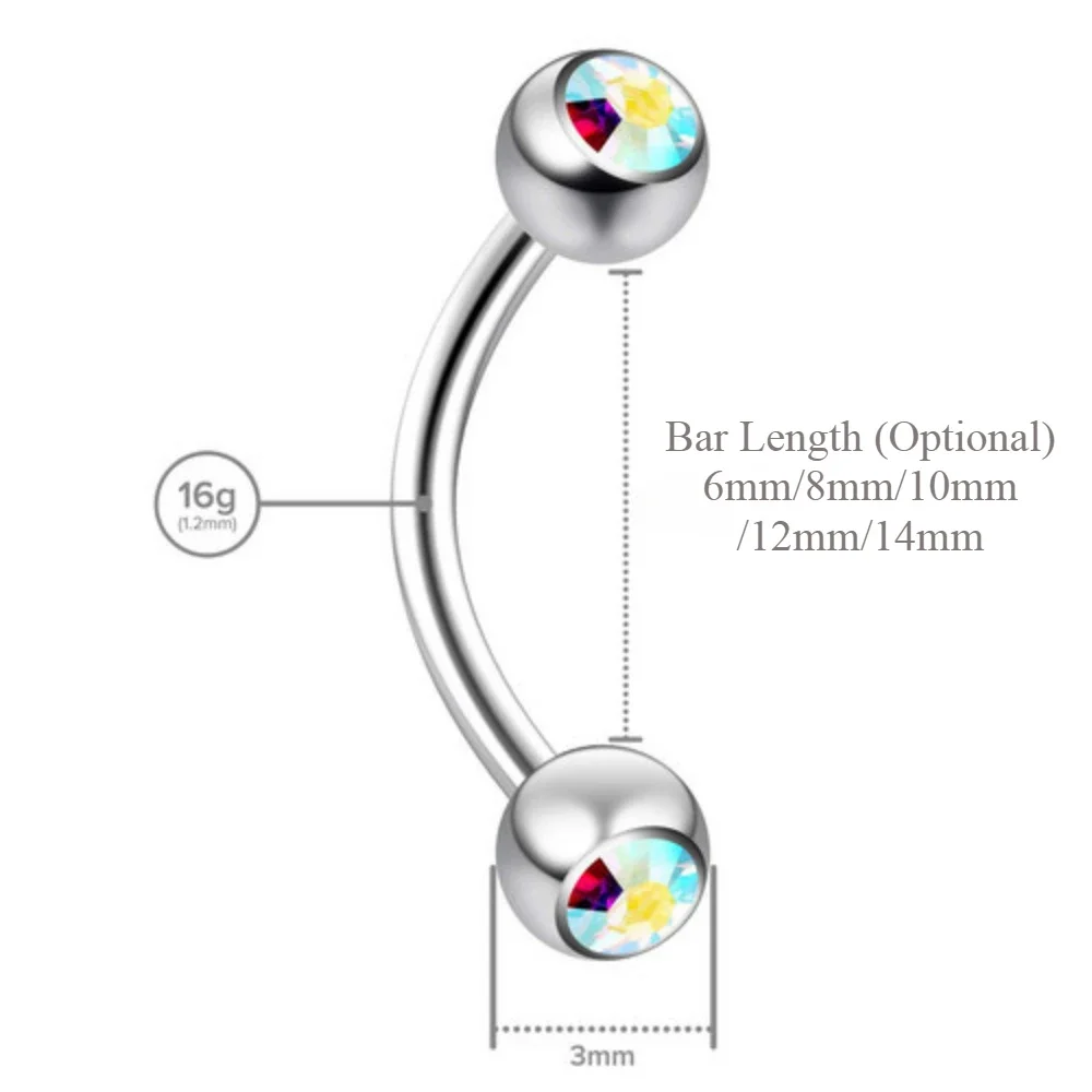 6X Mixed Type 3mm Crystal Eyeb - Body Jewelry Metal Types review and price